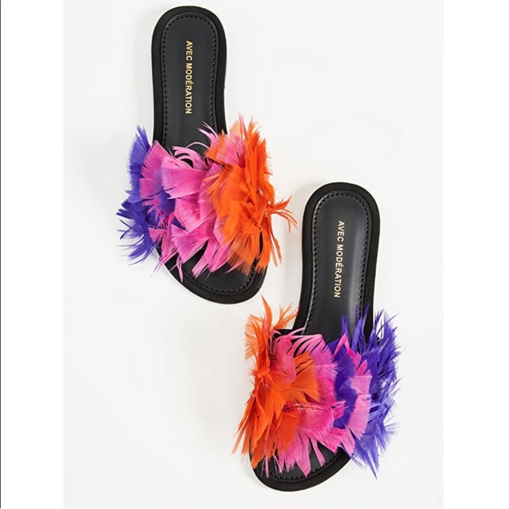 Avec Moderation Bora Bora Eden Feathered Sandals Size 36.5